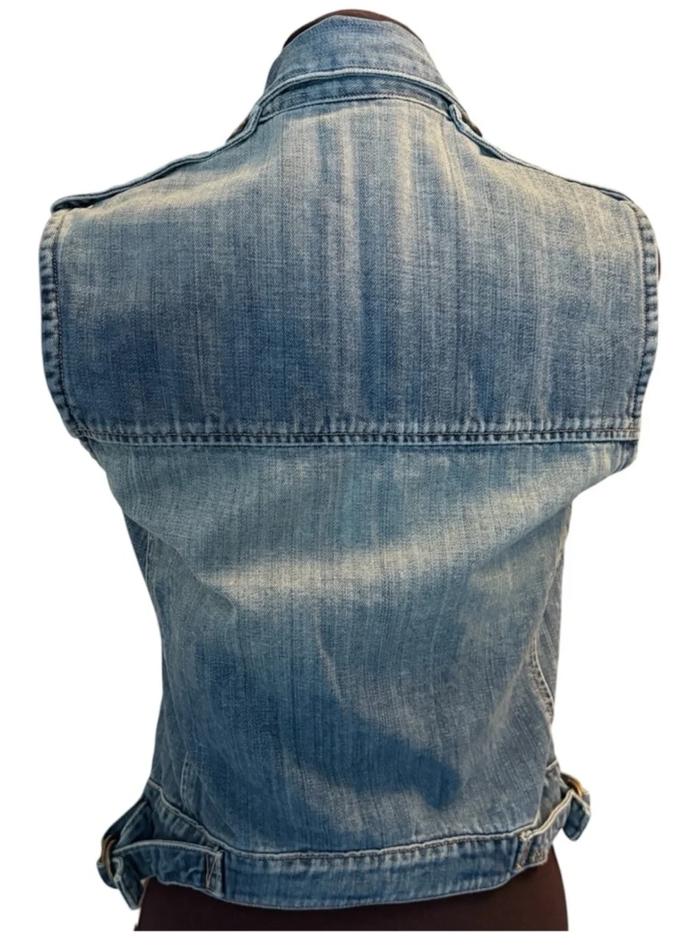 McGuire Denim Abby Rose Sleeveless Fitted Vest Distressed Denim Womens size XS - Picture 6 of 12